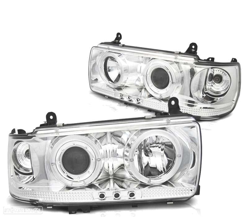 FARÓIS PARA TOYOTA LAND CRUISER FJ 80 90-97 ANGEL EYES CROMO - 1