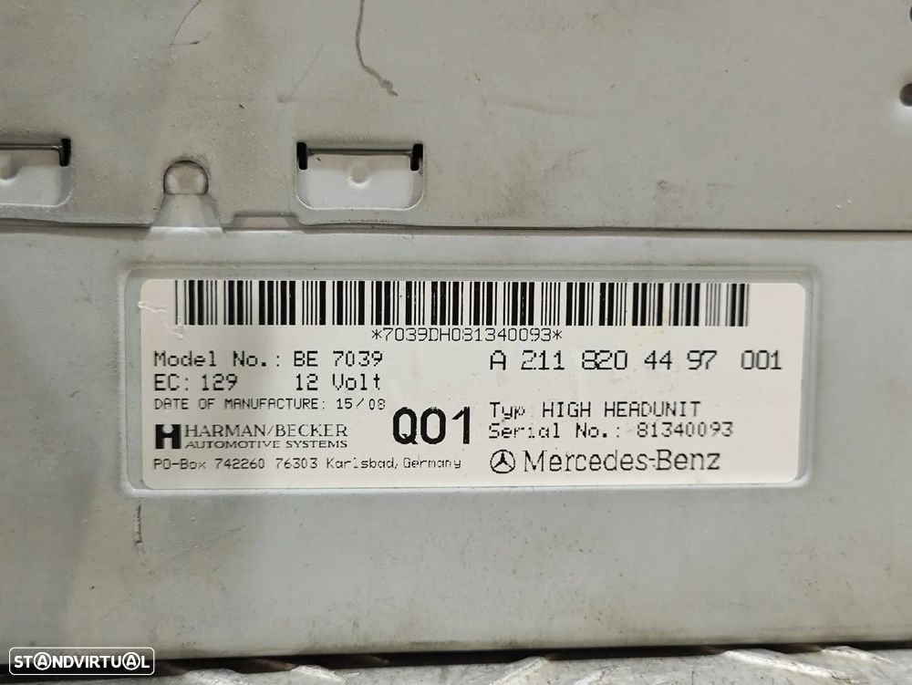Auto Radio Ecrã GPS Mercedes Benz Class E W211 A2118204497001 2002 a 2009 - 10