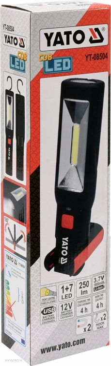 YATO LAMPA LATARKA AKUMULATOROWA WARSZTATOWA 3W 250lm COB LED YT-08504 - 8