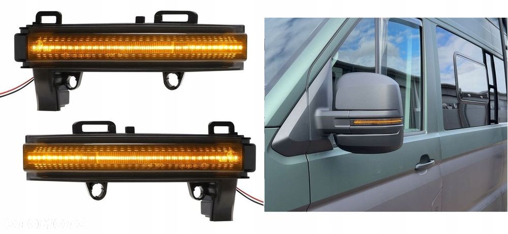 Kierunkowskaz Migacz Lusterko Led Tuning Black VW Crafter II 2 Man TGE 7c - 8