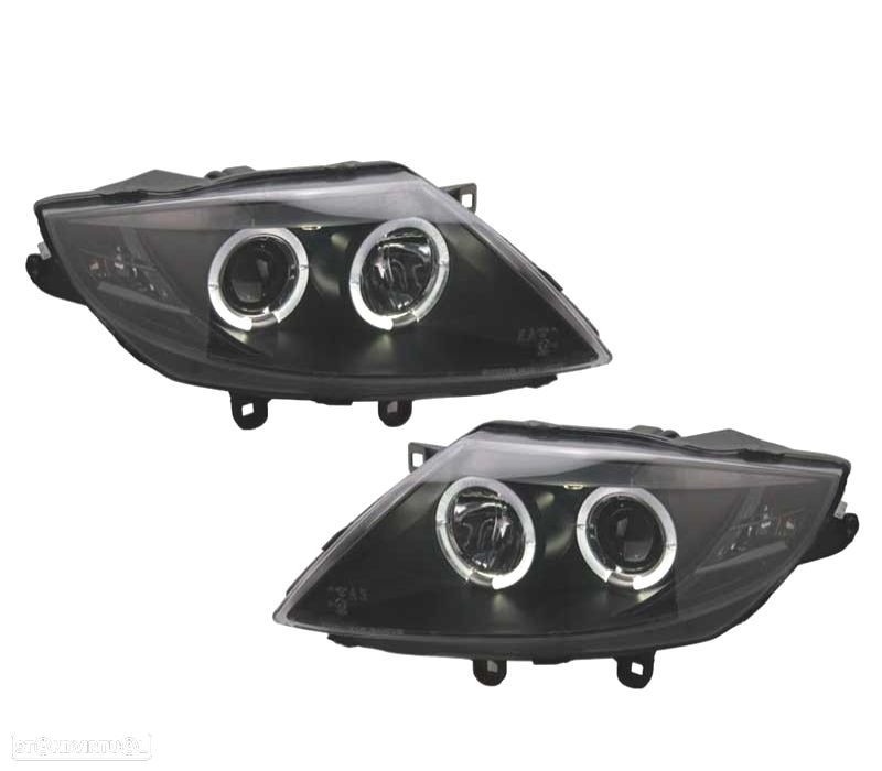 FARÓIS BMW Z4 E85 03-09 OLHOS DE ANJO FUNDO PRETO - 1