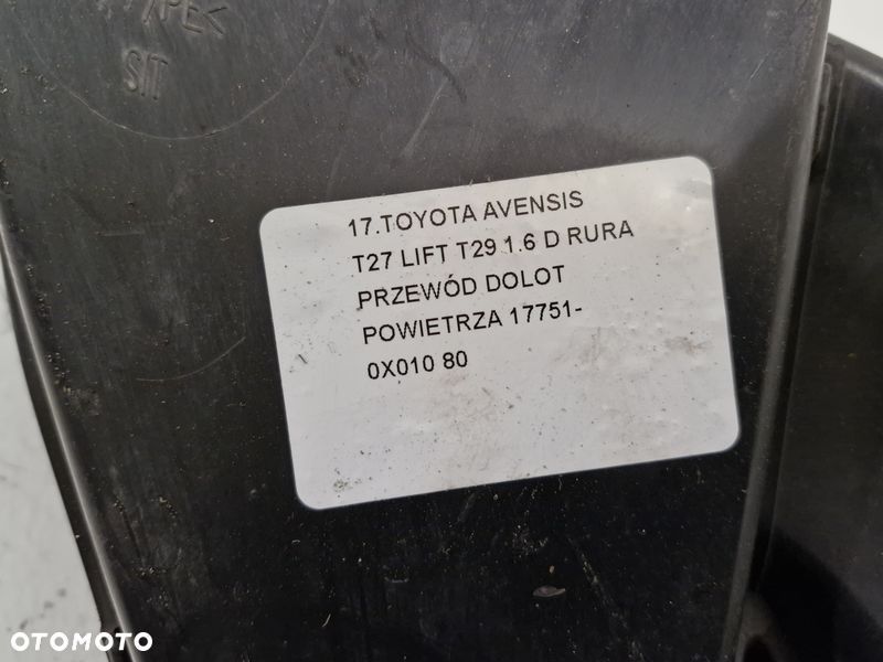 TOYOTA AVENSIS T27 LIFT T29 1.6 D RURA PRZEWÓD DOLOT POWIETRZA 17751-0X010 - 2