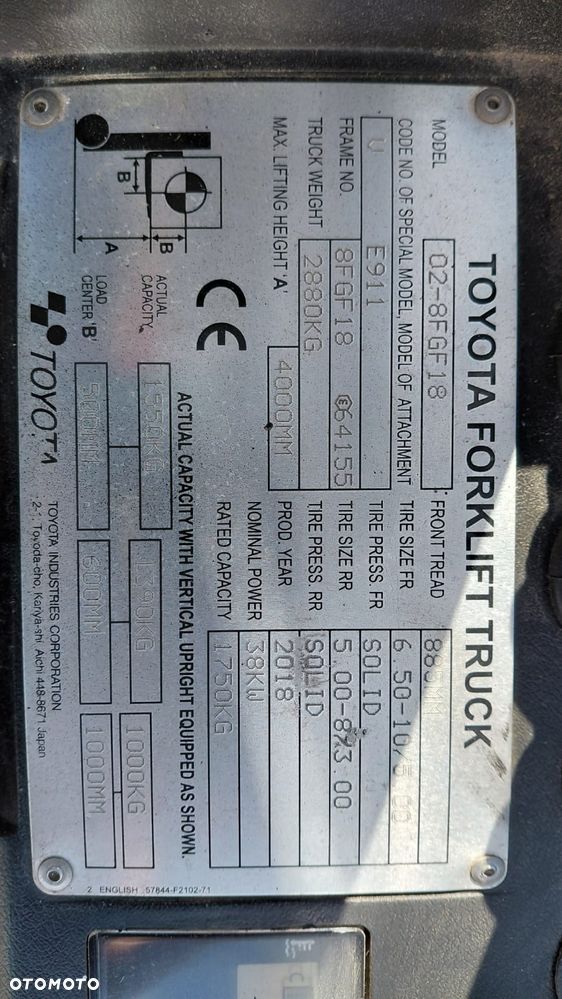 Toyota 02-8FGF18 4M 1.8T  4300MTG - 8