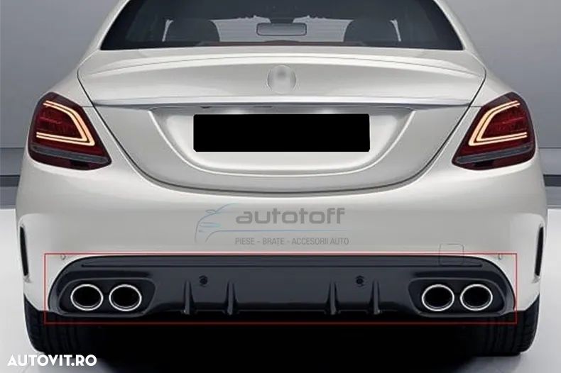 Bara Fata cu Difuzor si ornamente evacuare compatibil cu Mercedes C-Class W205 S205 (2014-2020) C63 Design - 8