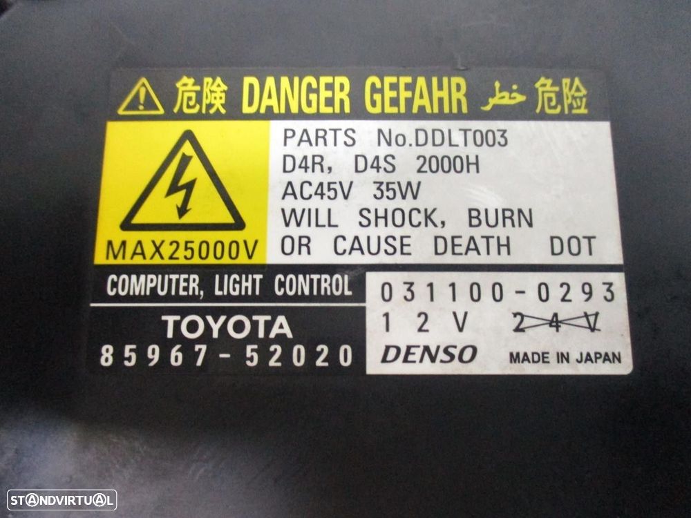 CENTRALINA FARÓIS XENON TOYOTA AURIS 2008 -8596752020 - 2