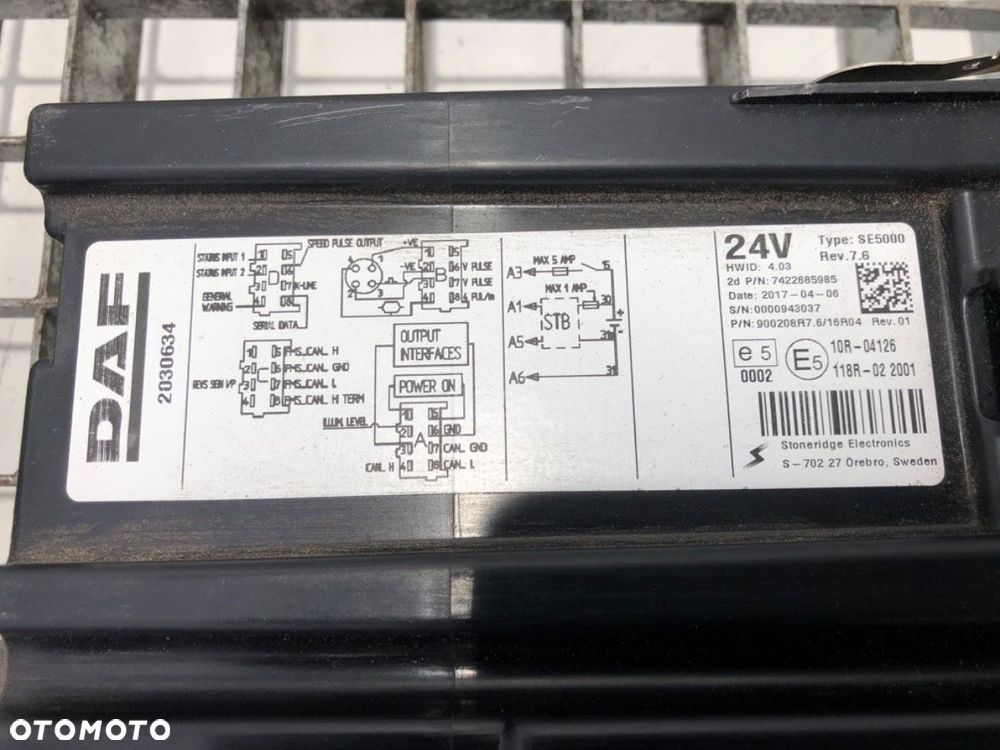 TACHOGRAF  DAF XF 2012 - 2022 FT 460 340 kW [462 KM] 4x2 2012 2030634 - 4