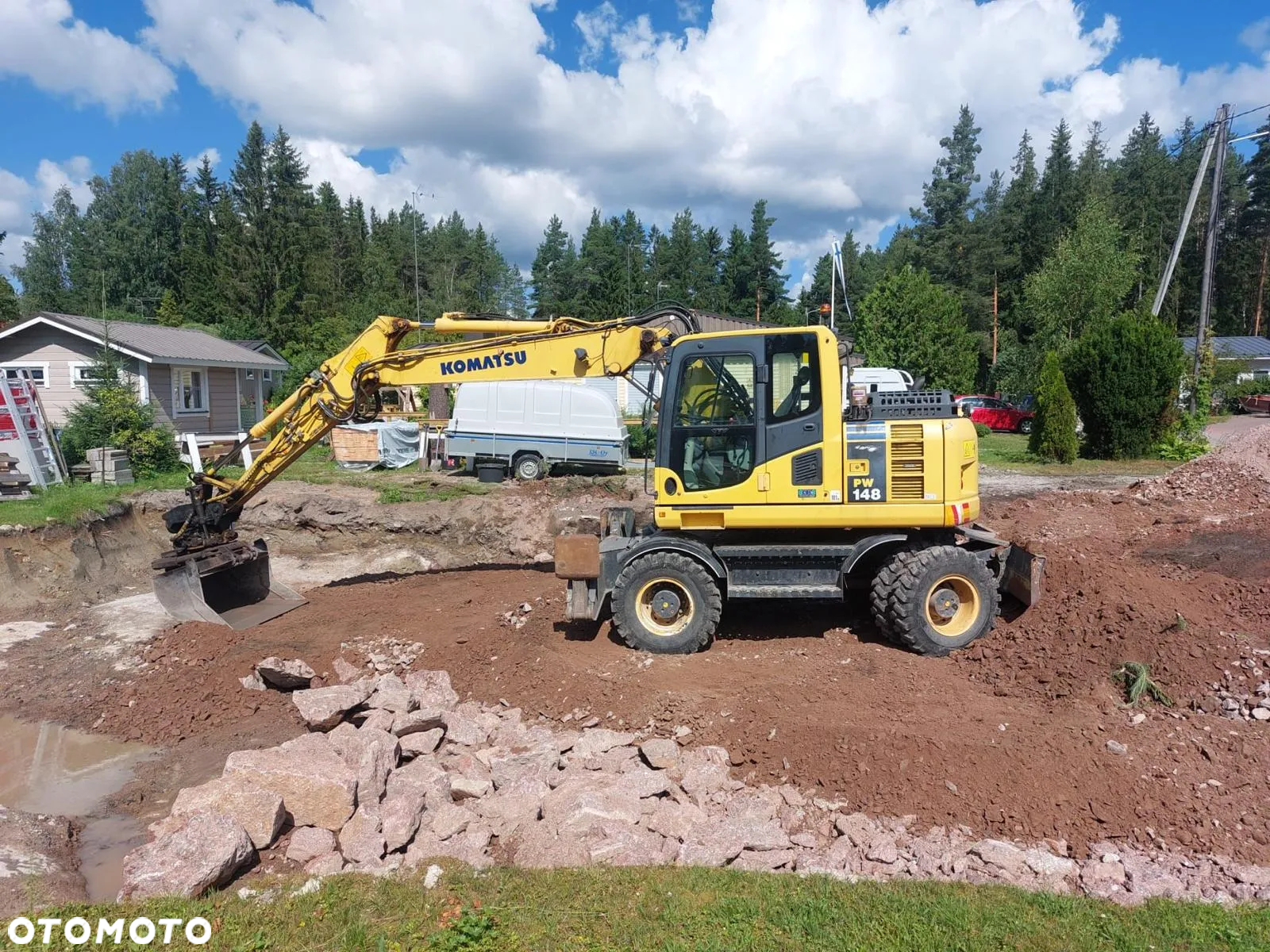 Komatsu Koparka kołowa Komatsu PW 148 Pług podpory Klima Centralne smarowanie Rototil Ramię 2 razy łamane PIĘKNA - 8