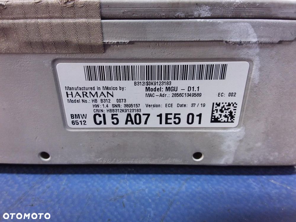 BMW X7 G07 JEDNOSTKA CZYTNIK RADIA NAVI HIGH 3 MGU HARMAN 5A071E5 - 2