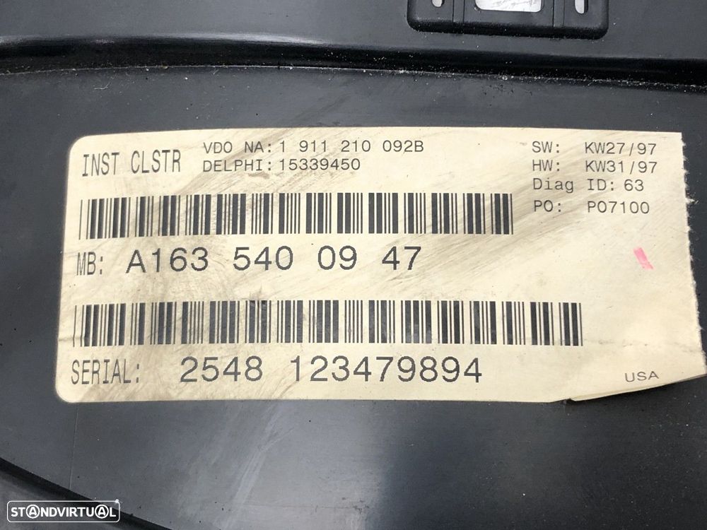Painel de instrumentos MERCEDES-BENZ M-CLASS (W163) A1635400947 A163 540 09 47 - 3