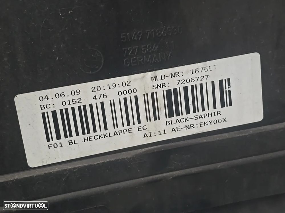 Friso Inferior ORIGINAL da Bagageira Mala BMW Série 7 F01 F02 2008+ - 8