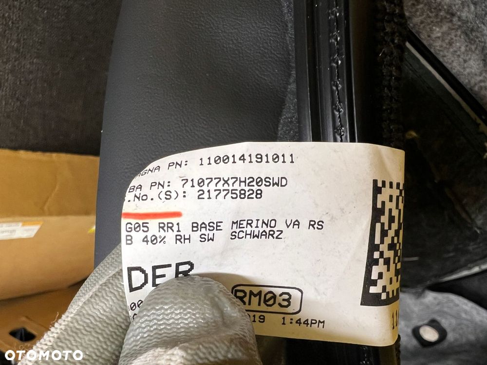 POSZYCIE FOTELA KANAPY TYŁ PRAWY PRAWA SKÓRA MERINO SCHWARZ BMW X5 G05 NOWE OEM - 7