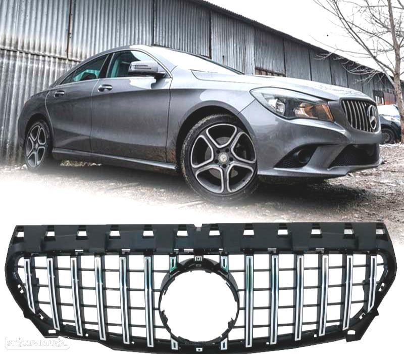 GRELHA FRONTAL CLASE CLA C117 13-18 LOOK AMG GT PRETO CROMO - 1