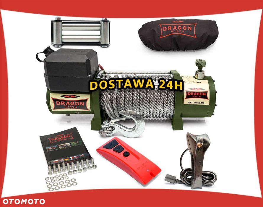 6,4T Wyciągarka DRAGON 12V 24V elektryczna wciągarka linowa lohr 14000