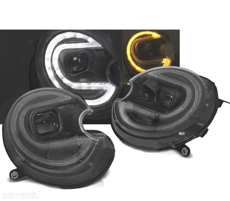 FARÓIS XENON LED MINI COOPER 06-14 PRETO - 1
