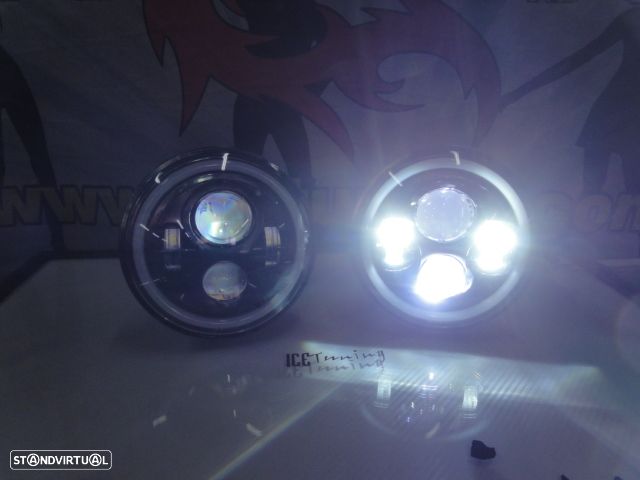 Faróis FULL LED CREE de 7 polegadas com médios, maximos, Angel eyes e pisca em led fundo preto, compatíveis com Hummer, Jeep Wrangler JK TJ LJ, Land Rover Defender, Mercedes classe G W463, Nissan, Suzuki, veículos 4x4, Harley Davidson. - 9