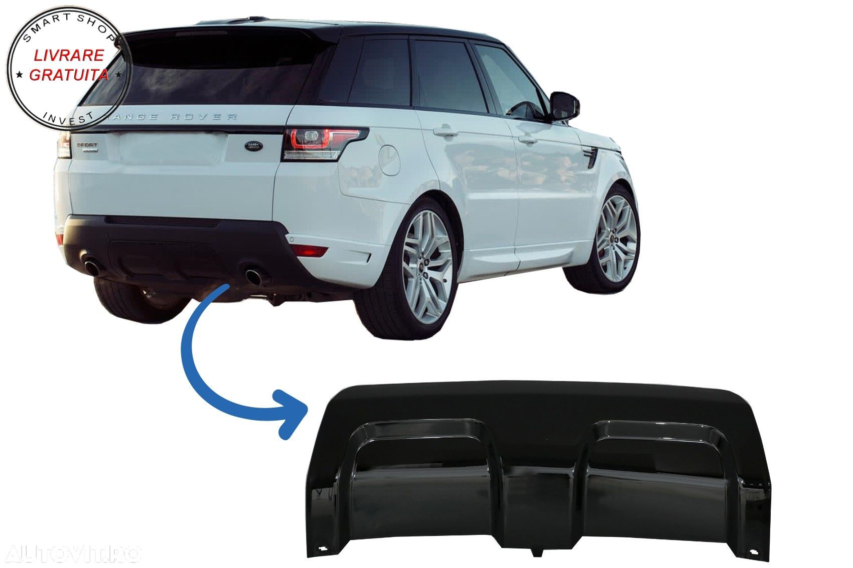 Prelungire Bara Spate Land Rover Range Rover Sport L494 (2013-2017) Negru Lucios- livrare gratuita - 1