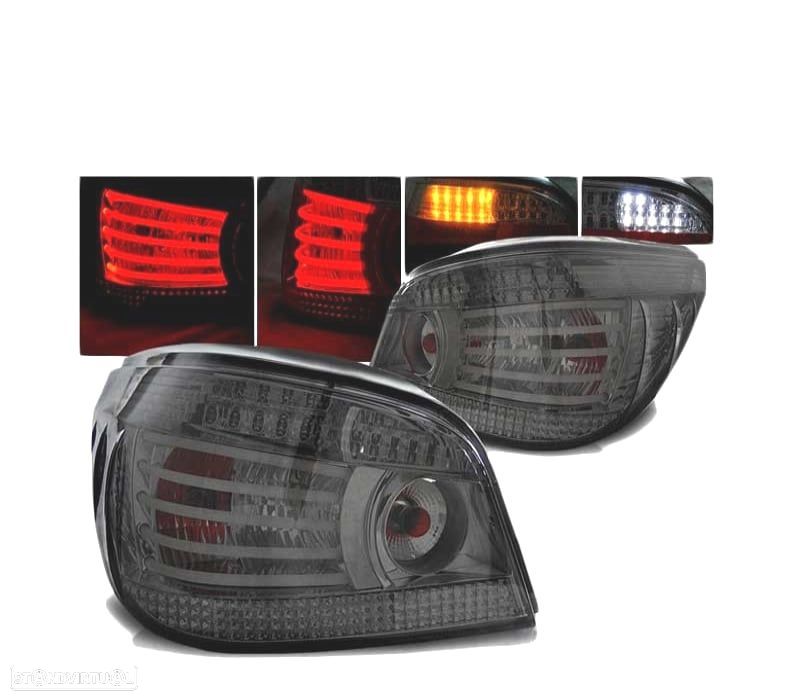 FAROLINS TRASEIROS LED BMW E60 03-07 FUMADOS ESCURECIDOS - 1