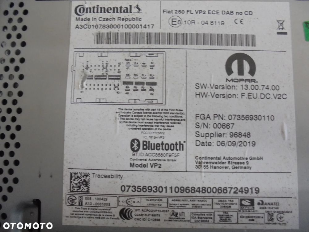 7356930110 RADIO FIAT DUCATO 2012- DOTYKOWE - 2