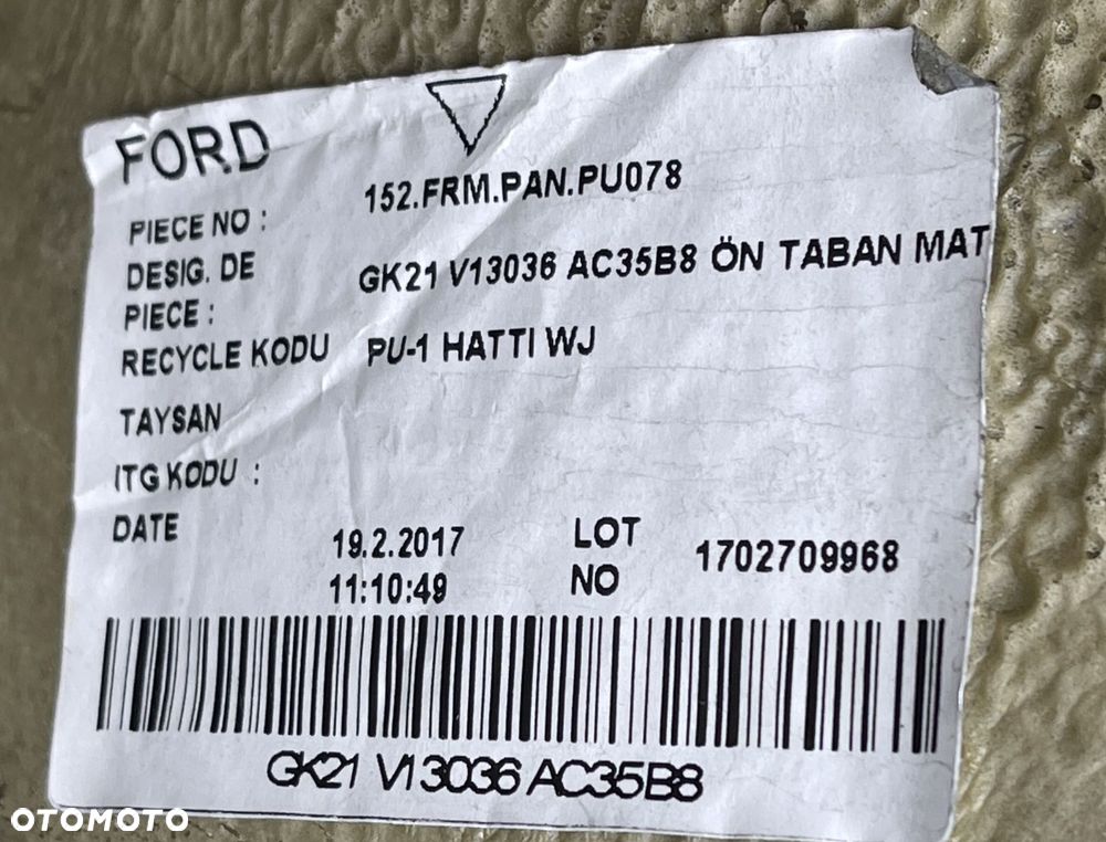 B2 FORD TRANSIT CUSTOM 2013 -  WYKŁADZINA PODŁOGA MATA PRZEDNIA GK21-V13036-AD - 3