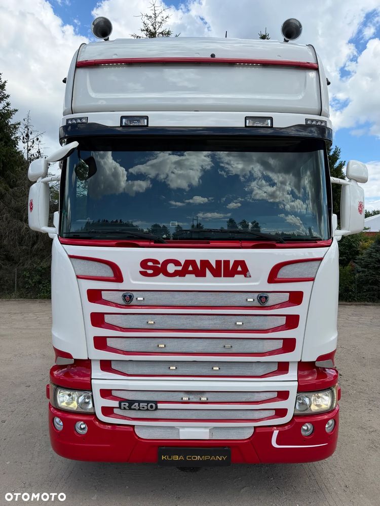 Scania R450 RETARDER / LED / KLIMA POSTOJOWA / MIKROFALA / ALUFELGI / ZBIORNIKI 1200 L / FULL SPOJLERY / NAWIGACJA / ŚLICZNA SCANIA / OD NOWOŚCI SPALANIE TYLKO 27 L / 11.2016 ROK !! - 2
