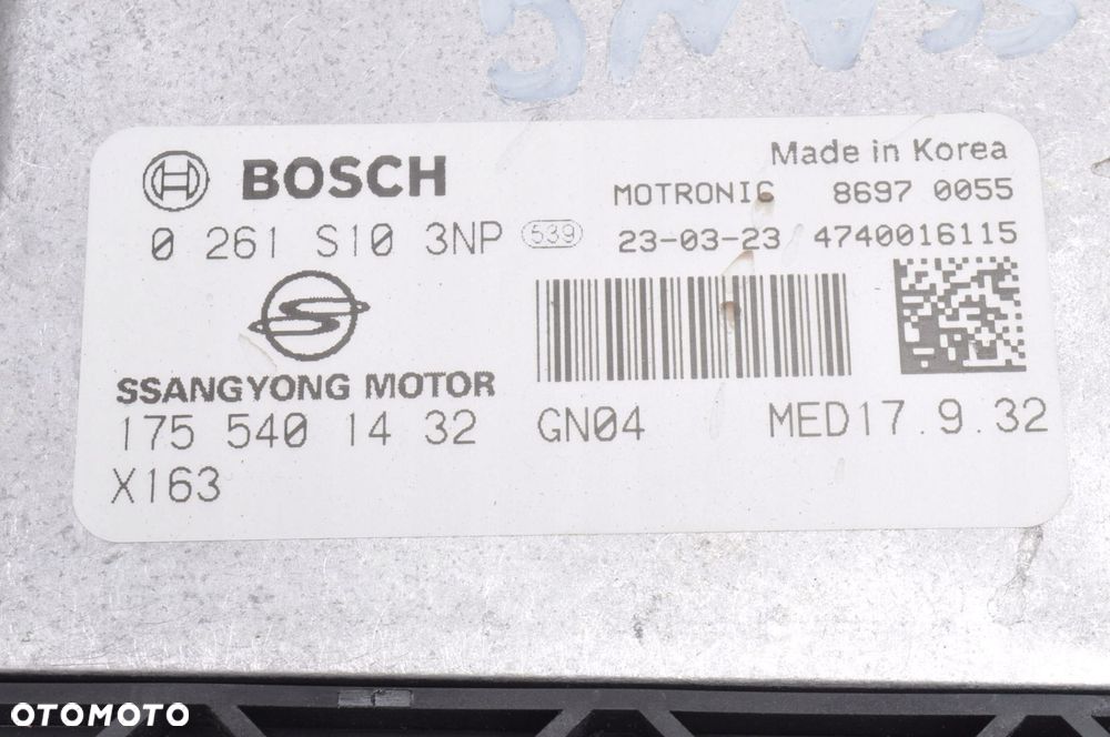 SSANGYONG TIVOLI STEROWNIK SILNIKA 1755401432 GN04 MED17.9.32 0261S103NP - 2