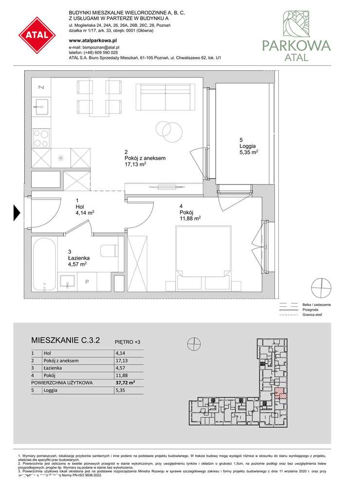 2-pokojowe mieszkanie 37m2 + loggia Bezpośrednio - Pełny obrazek: 2/13