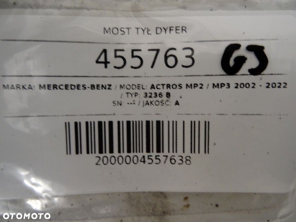 MOST TYŁ DYFER  MERCEDES-BENZ ACTROS MP2 / MP3 2002 - 2022 3236 B 265 kW [360 KM] 8x4/4 2003 8X4 - 9