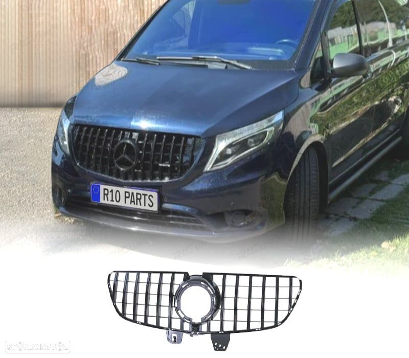 GRELHA FRONTAL MERCEDES V W447 19- LOOK AMG PRETO BRILHANTE - 1