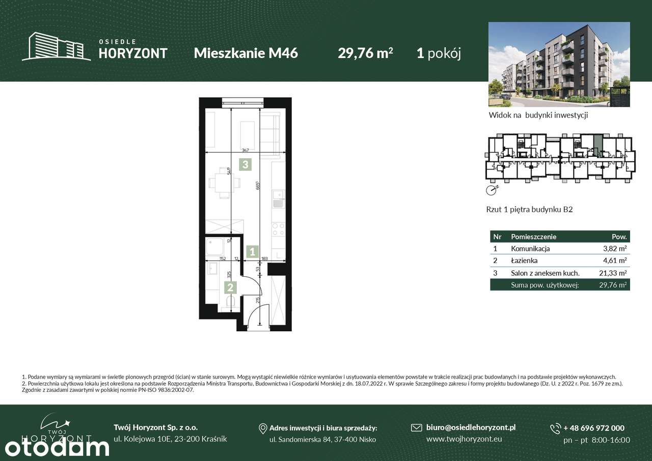 PBI - Twój Horyzont | Funkcjonalna kawalerka 29,76 m² z 1 pokojem