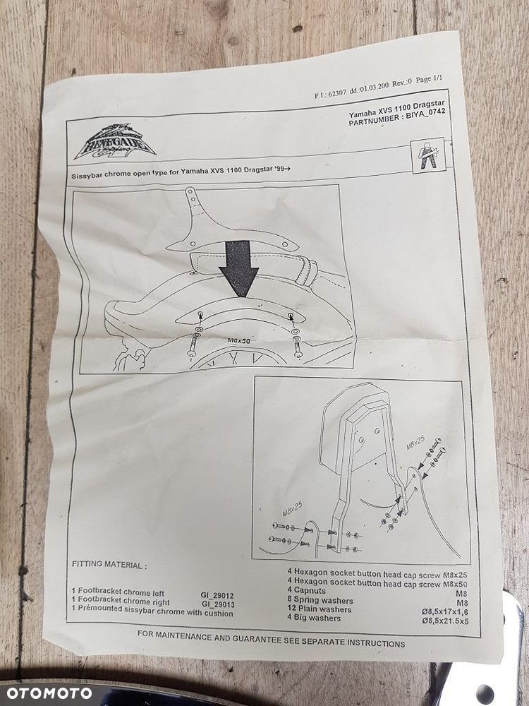 Stelaż oparcia pasażera Sissy Bar Renegade Yamaha Drag Star XVS1100 - 7