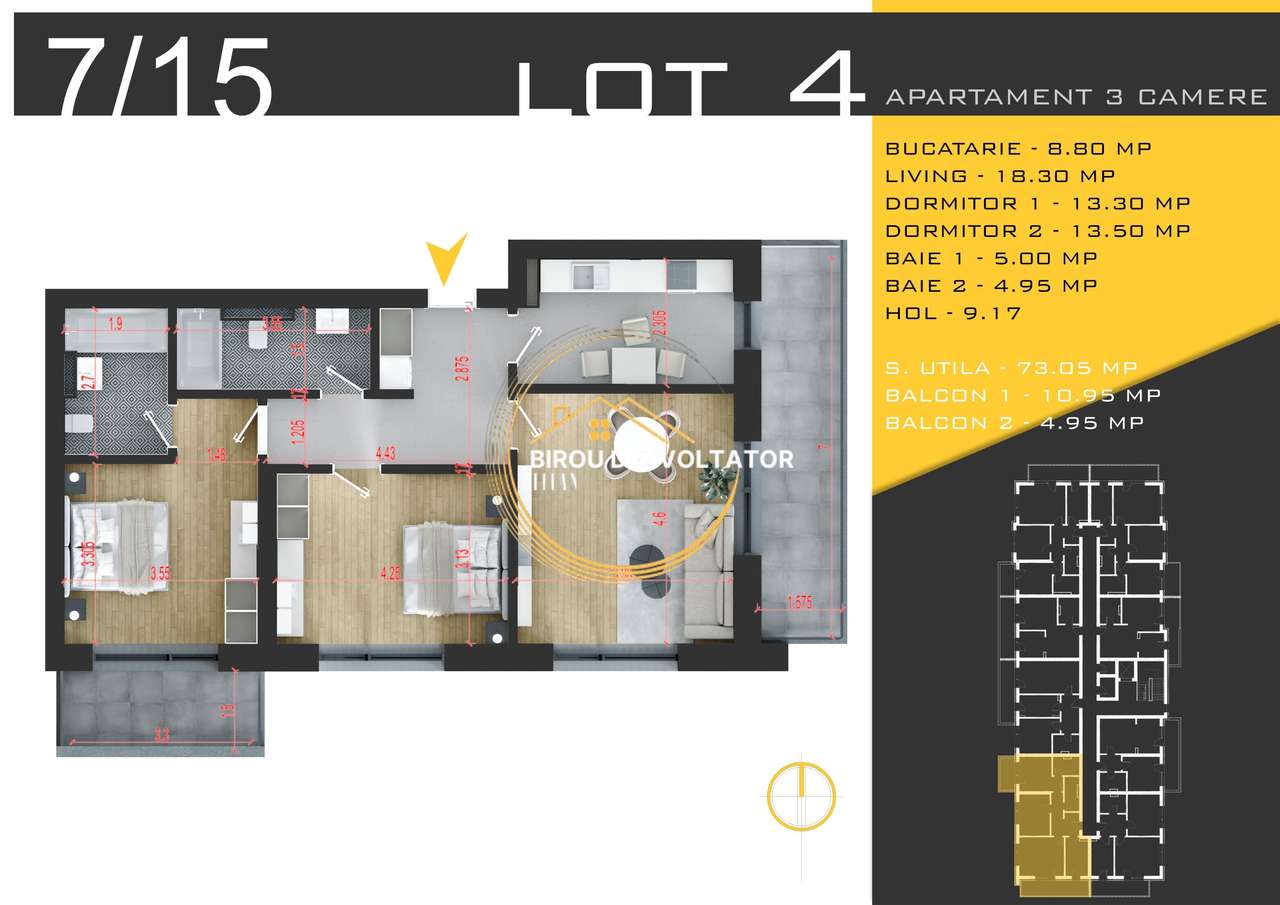 Living area of Apartament 3 bedroom in Drumul Gura Ariesului