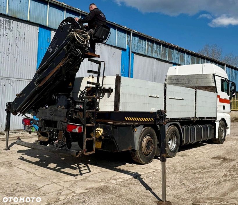 MAN TGX 26.480 6x2 XLX HIAB XS 144DS-3 PRO DŁ:10.5m AUTOMAT RETARDER KLIMA OŚ PODNOSZONA I SKRĘTNA DŁ:PAKI:6.4m BURTY ALUMINIOWE + PRZYCZEPA SCHWARZMULLER BURTOWA DŁ:7m 2009r EURO 5 - 5
