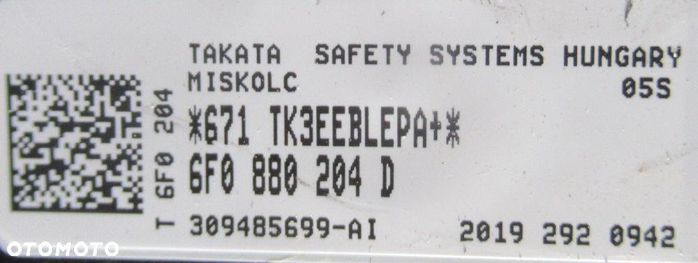 SEAT ARONA FR PODUSZKA AIRBAG PASAŻERA 6F0880204D IBIZA POLO - 3
