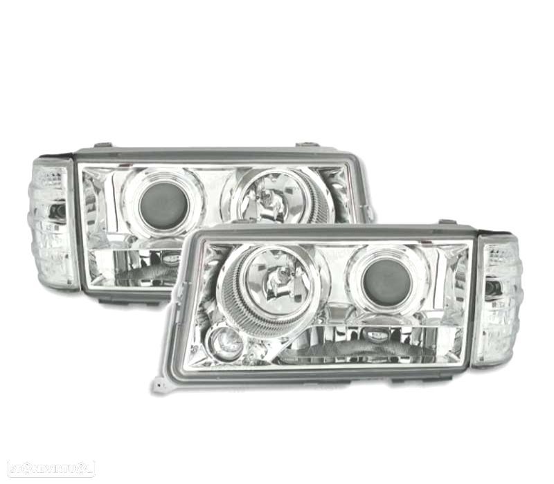 FARÓIS MERCEDES 190 W201 82-93 FUNDO CROMADO - 1