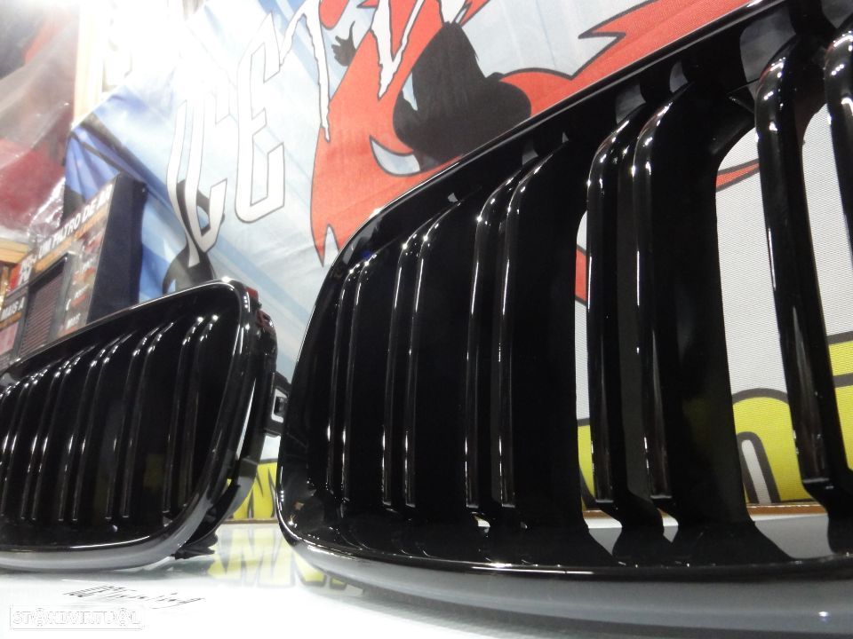 Grelha frontal em plástico ABS para BMW F22 / F23 M2 look / dupla lâmina em preto piano brilhante - 10
