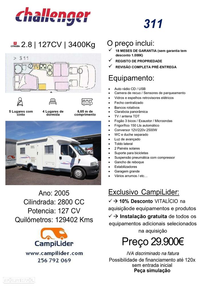 Challenger 311 *Cama Francesa*5 lugares* - 23