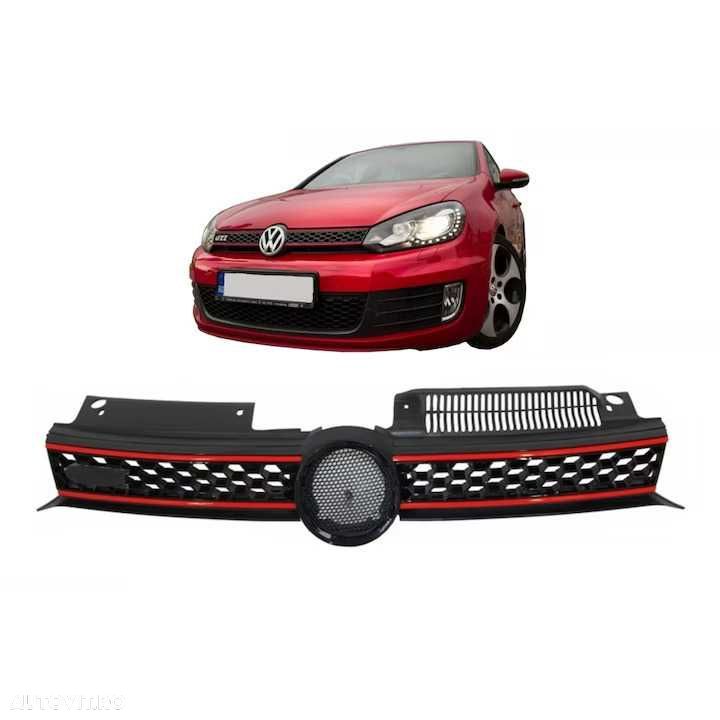 Grila Centrala model GTI pentru Volkswagen VW Golf 6 VI, Negru Lucios - 1