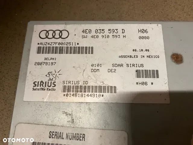 MODUŁ STEROWNIK RADIA AUDI A8 D3 4E0035593D - 3