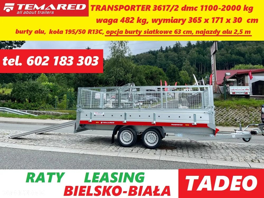 TEMARED TRANSPORTER 3617/2 C 2T + nadstawki siatkowe, najazdy alu - 1