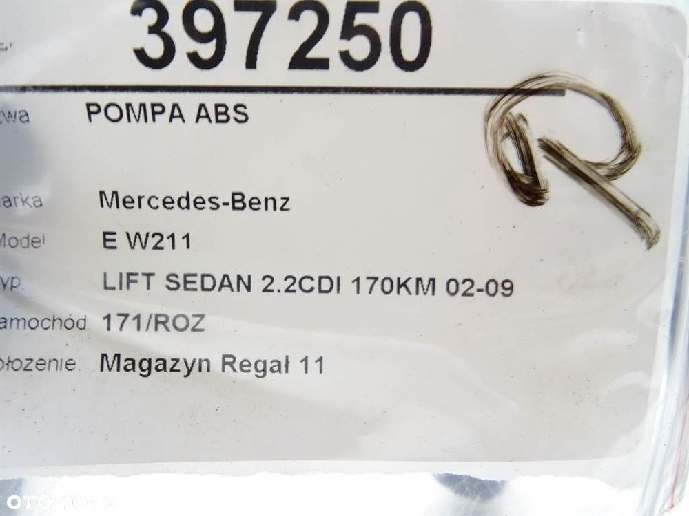 POMPA ABS - 168.00 PLN - MERCEDES-BENZ KLASA E (W211) 2002 - 2009 E 220 CDI (211.008) 125 kW [170 - 6