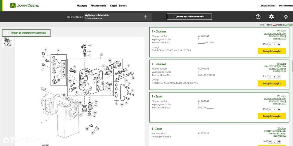 Zawór hydrauliczny sekcji John Deere AL203741 - 2