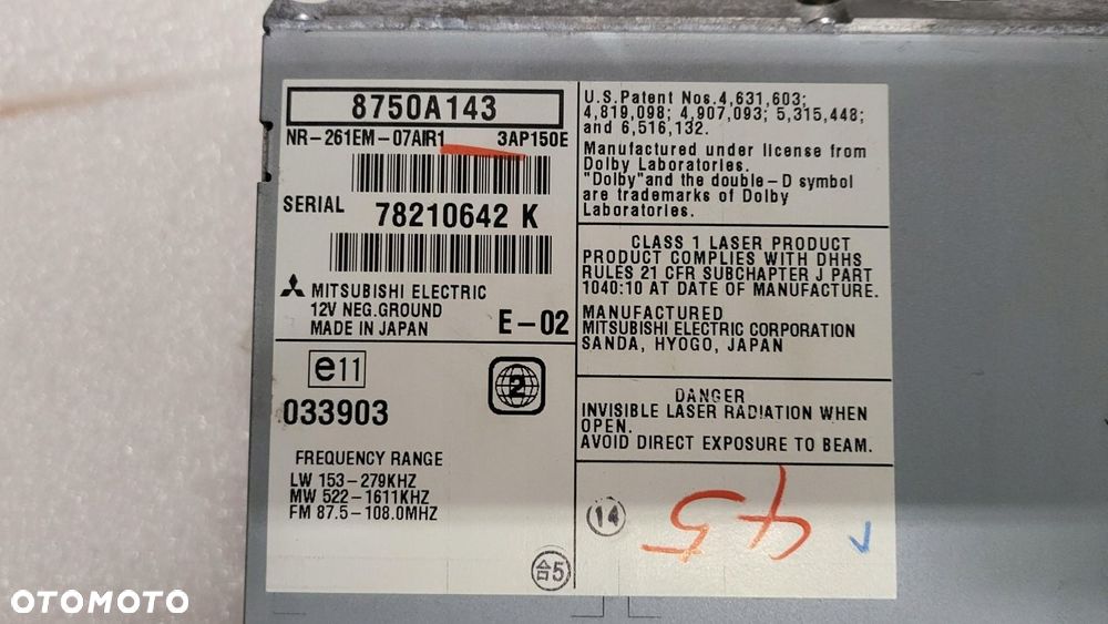 Radio Nawigacja DVD 2 Din MITSUBISHI LANCER VIII 8750A143 - 7