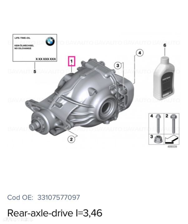 grup diferențial punte  spate bmw F01 F02 750i 750li 750xi 4x4 raport 3.46 346 - 1