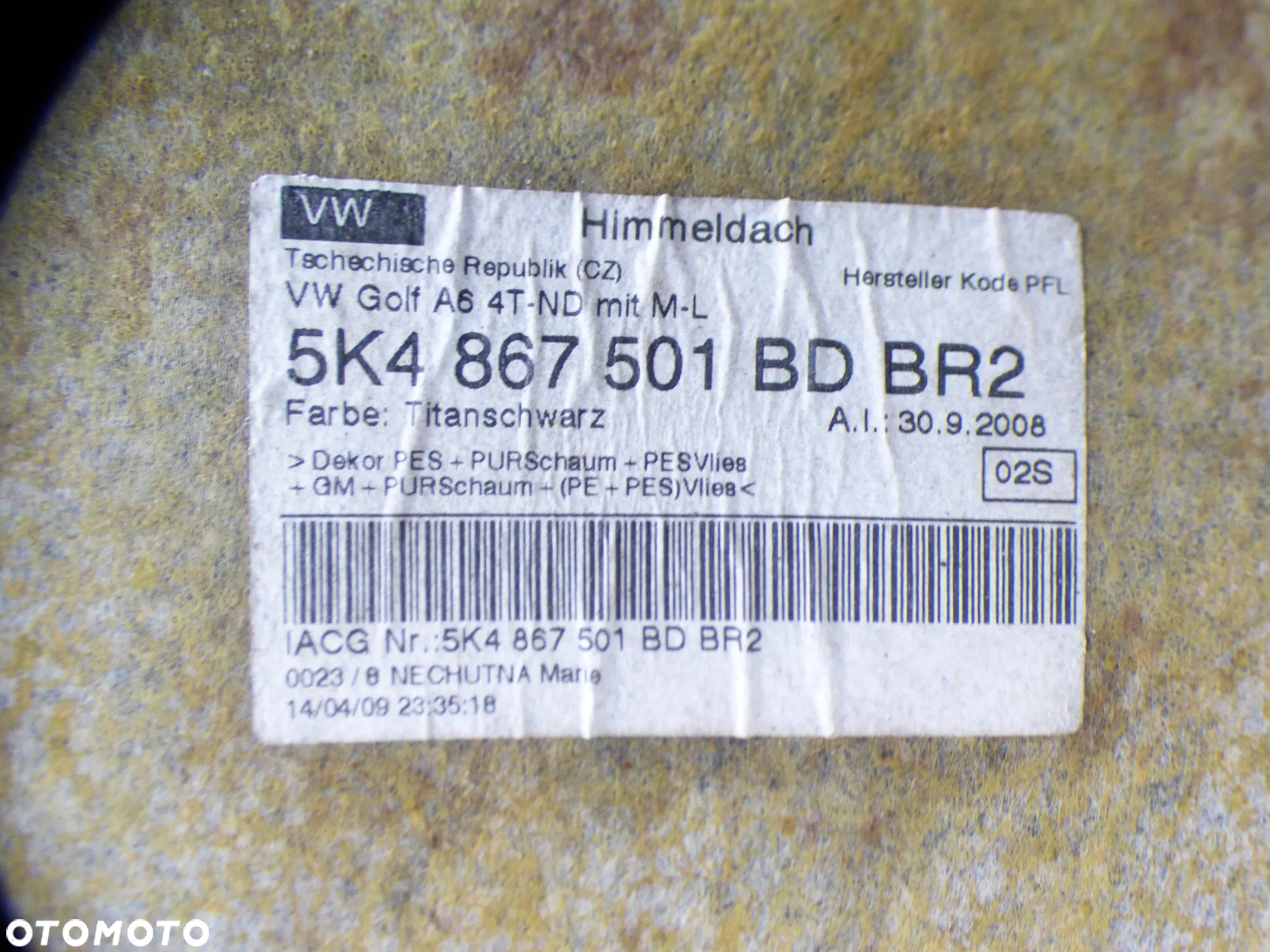 VW GOLF VI 6 GTI PODSUFITKA CZARNA 5K4867501BD GORLICE - 12