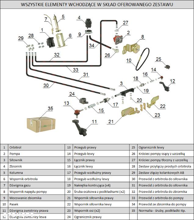 Wspomaganie C- 330 siłownik wysuwany na dwie strony sprężarka oś płaska orbitrol dwustronny - 2