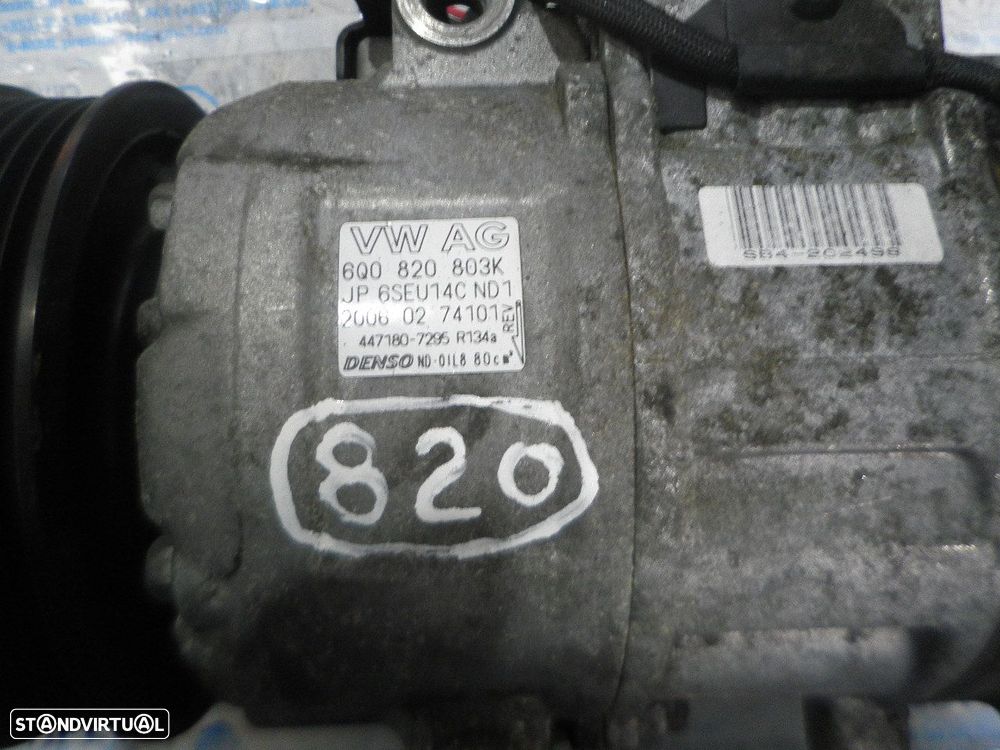 Compressor AC 6Q0820803K VW POLO 2006 1.2I 65CV 0P VW POLO 4 9N FASE 2 2006 1.2 64CV 5P CINZA DENSO - 4