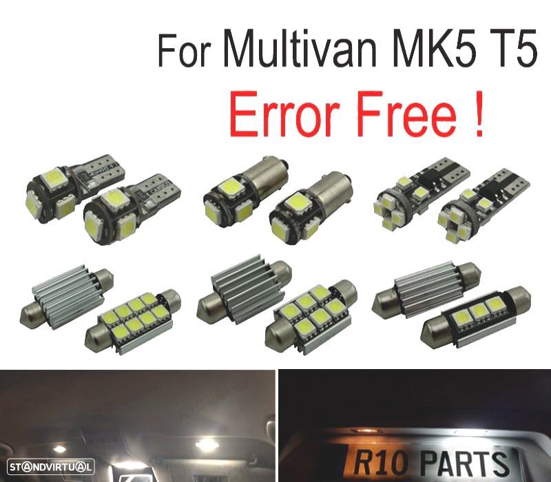 KIT COMPLETO 18 LAMPADAS LED INTERIOR VOLKSWAGEN VW MULTIVAN MK5 T5 03-15 - 1