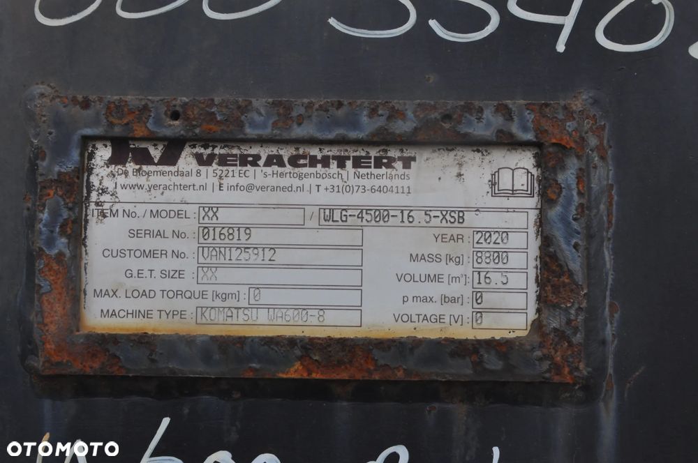 Łyżka Łycha Verachter Komatsu WA 600-8 16,5 M/3 - 12