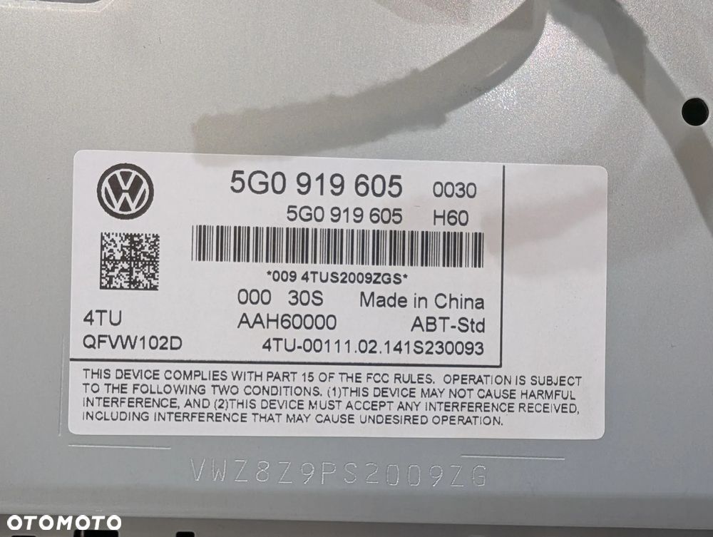 VW GOLF VII RADIO NAWIGACJA WYŚWIETLACZ CZYTNIK 5G0919605 5G0035819A - 8