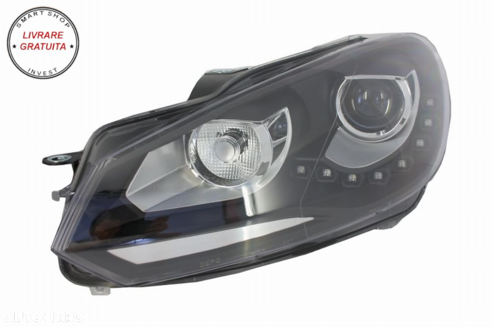 Faruri LED VW Golf 6 VI (10.2008-2012) DAYLIGHT DRL GTI Look Negru- livrare gratuita - 3